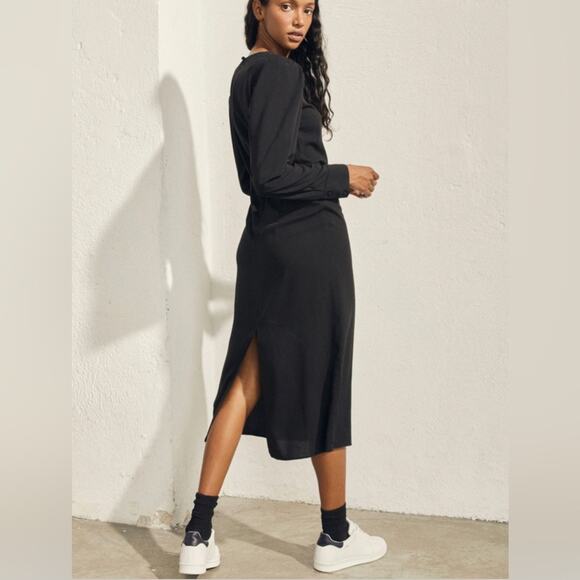 ALOHAS Exclesa - Black Midi Dress Large Long Sleeve - Picture 3 of 13